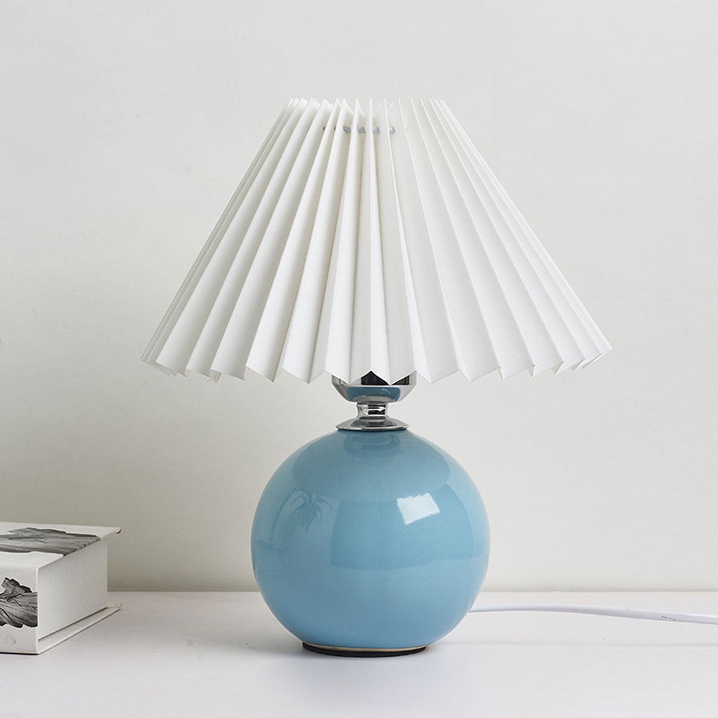 Modern Ceramic Table Lamp with Fabric Shade – Multiple Colors