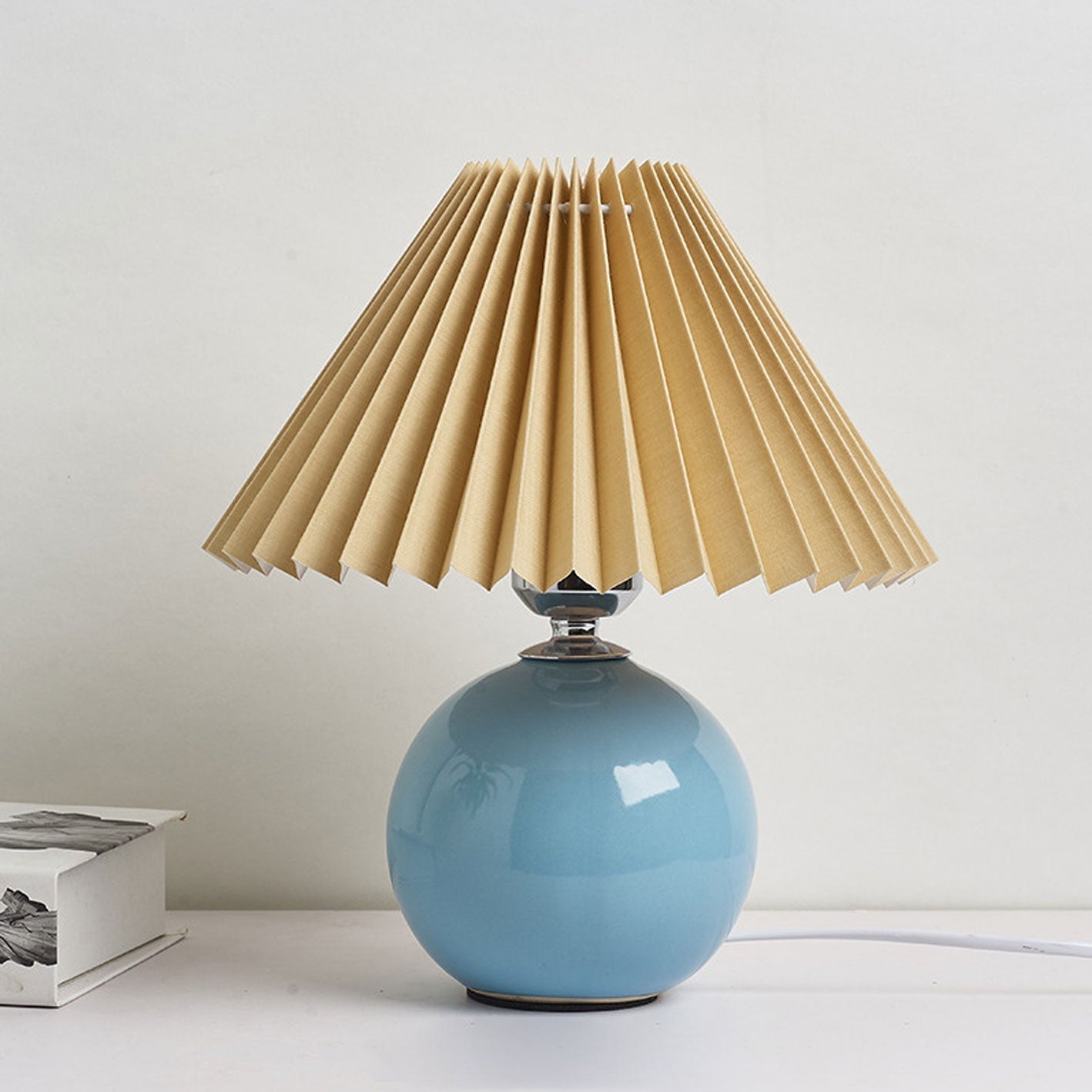Modern Ceramic Table Lamp with Fabric Shade – Multiple Colors