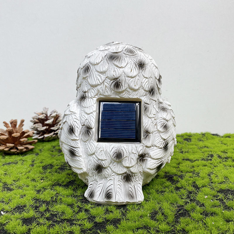 Decorative Owl Solar Garden Lamp – Brown/White – (1 LED)