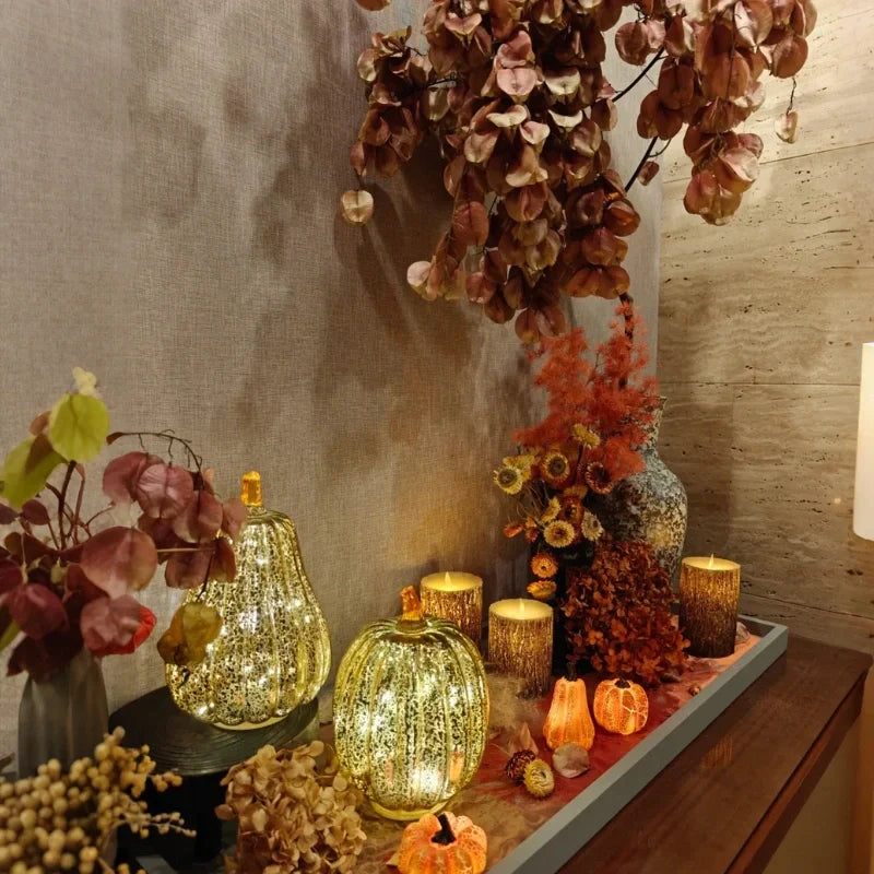 Handblown Glass Autumn Lighting – With Timer and Warm White Light