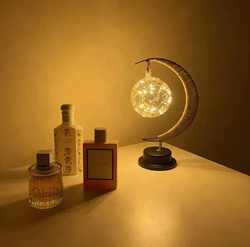 Cozy LED Glass Table Lamp with Warm Light in Moon Design