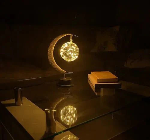 Cozy LED Glass Table Lamp with Warm Light in Moon Design