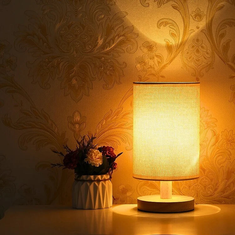 Organic Lamp Made of Wood & Linen with Remote Control