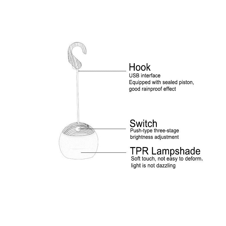 Portable USB LED Outdoor Lamp – Pendant Lamp with Hook and 12 Hours Runtime