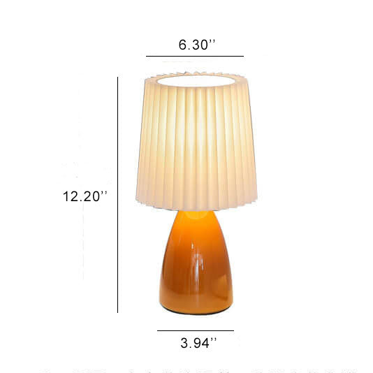 Scandinavian Glass Table Lamp with Fabric Shade – 3-Color Dimmable Light