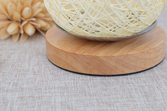 Industrial Rattan & Wooden Table Lamp with Japandi Design