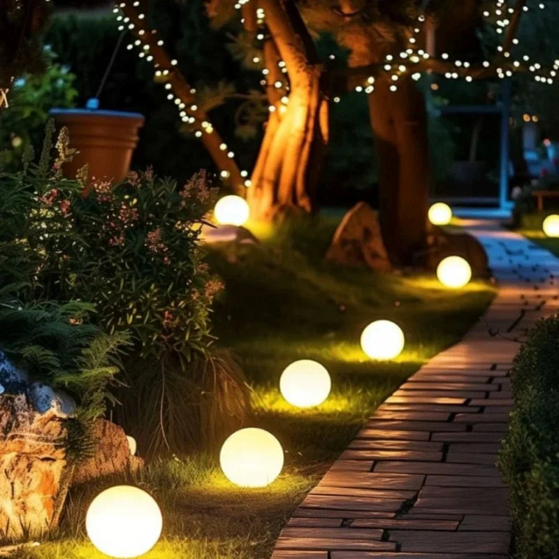 Spherical LED Garden Lamp for Outdoors with 16 Colors & Remote Control
