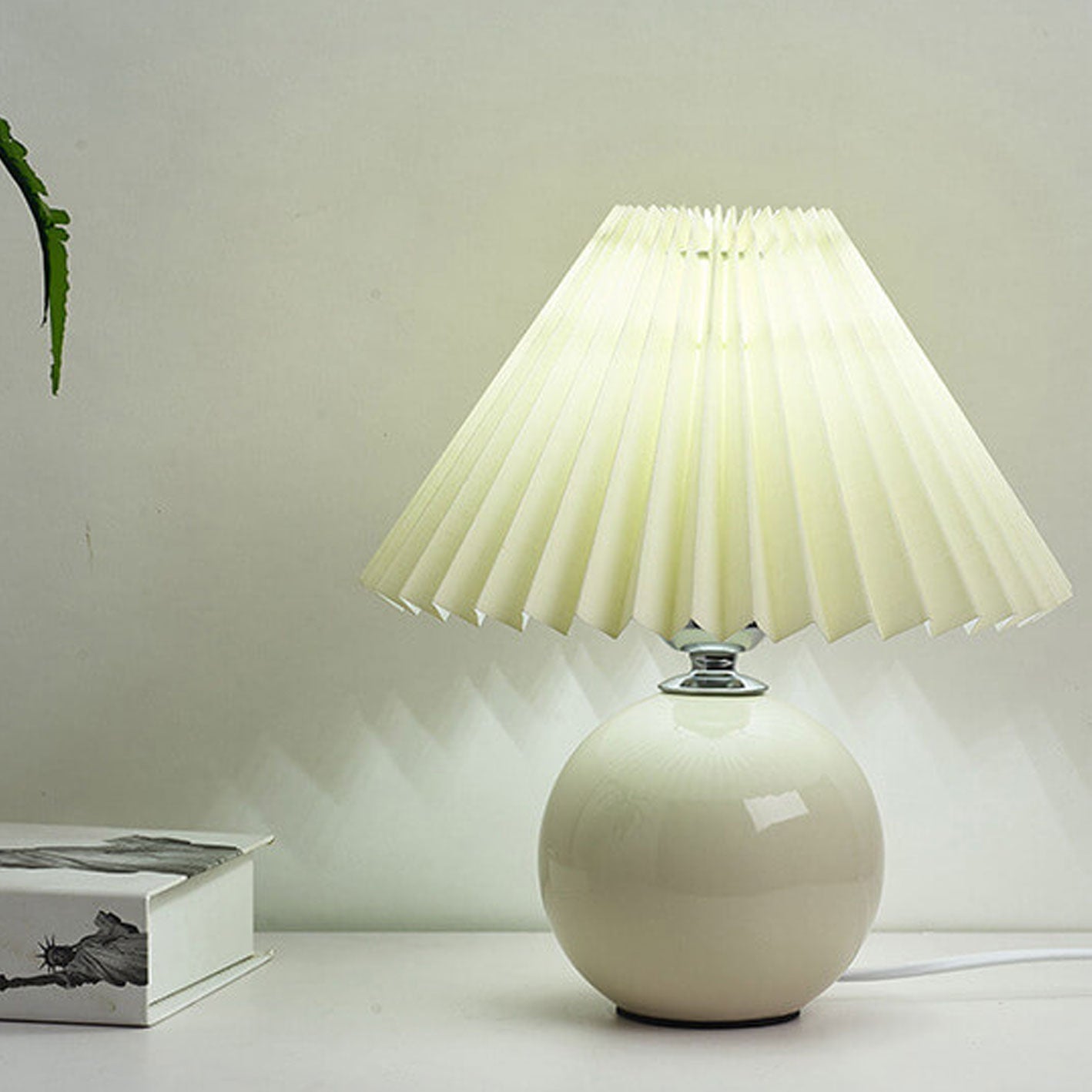 Modern Ceramic Table Lamp with Fabric Shade – Multiple Colors