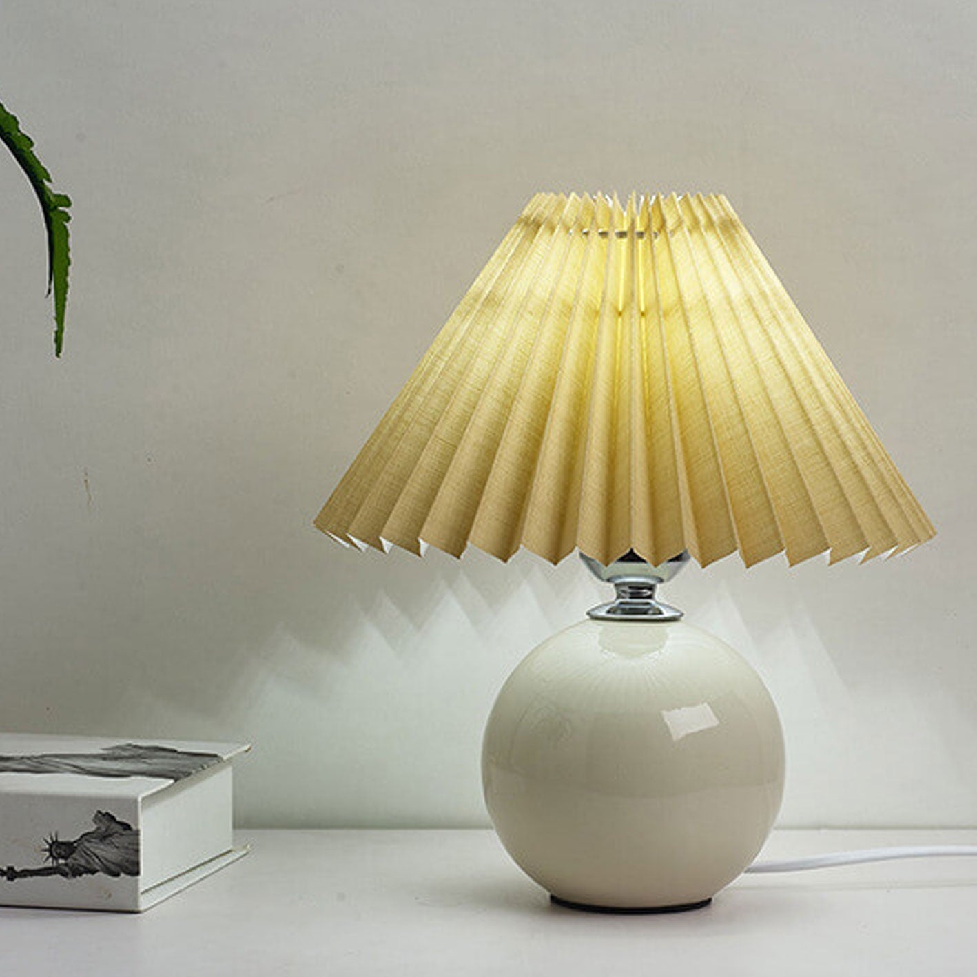 Modern Ceramic Table Lamp with Fabric Shade – Multiple Colors