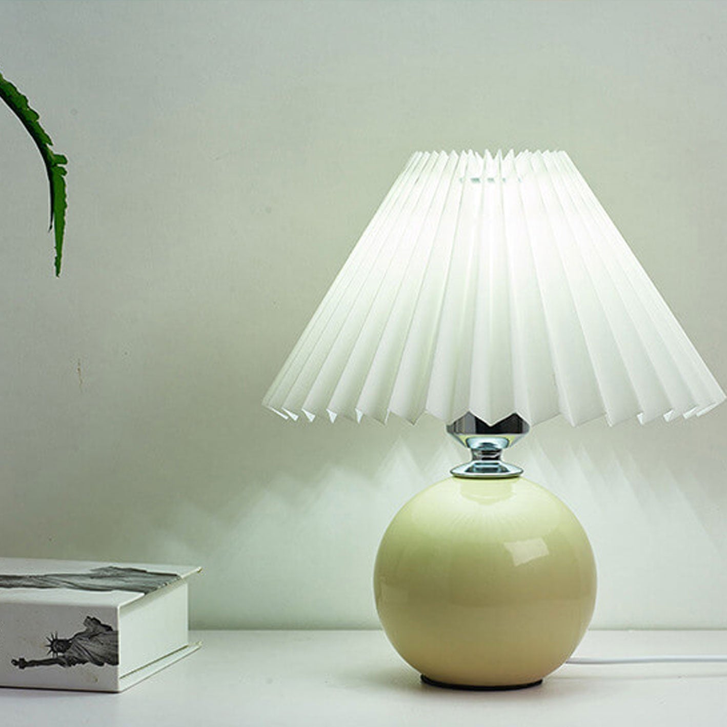 Modern Ceramic Table Lamp with Fabric Shade – Multiple Colors