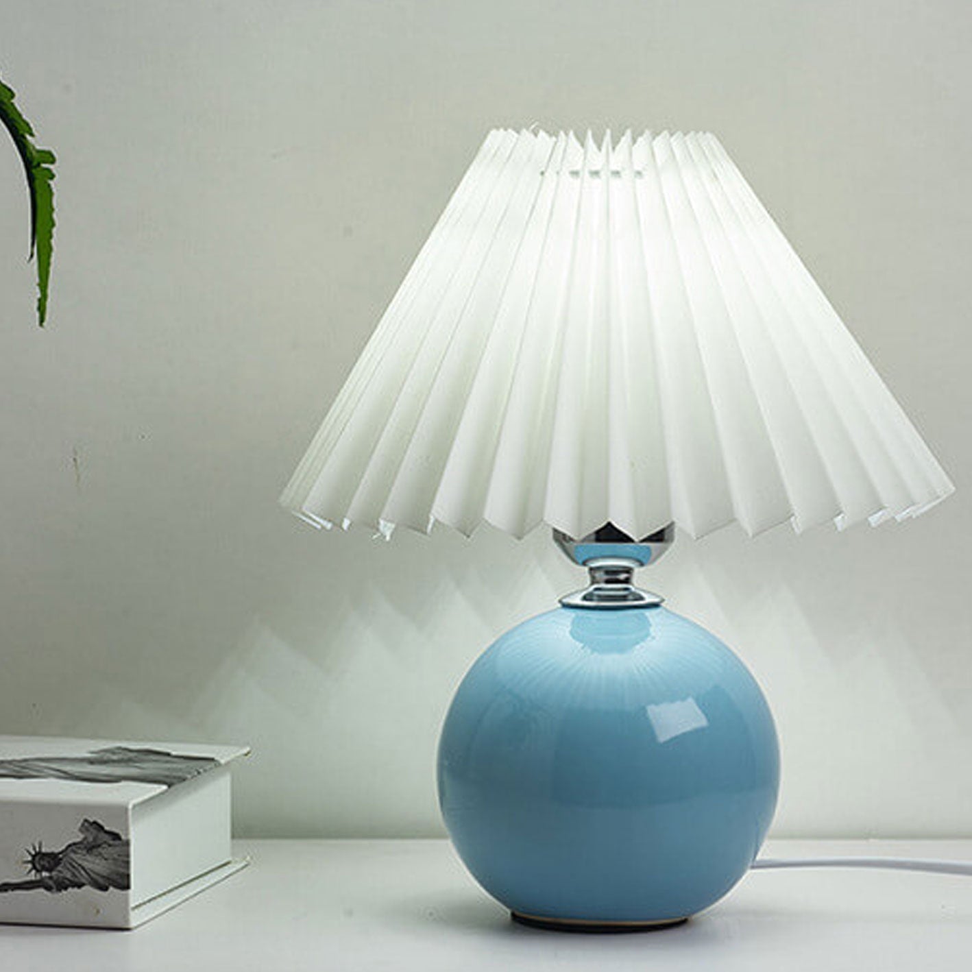 Modern Ceramic Table Lamp with Fabric Shade – Multiple Colors