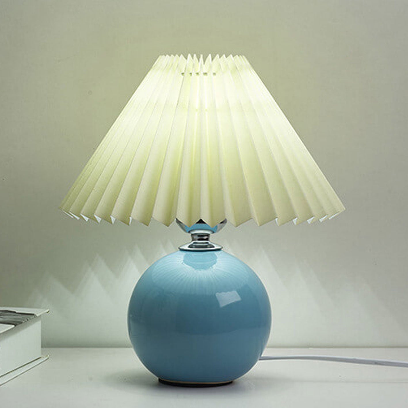 Modern Ceramic Table Lamp with Fabric Shade – Multiple Colors