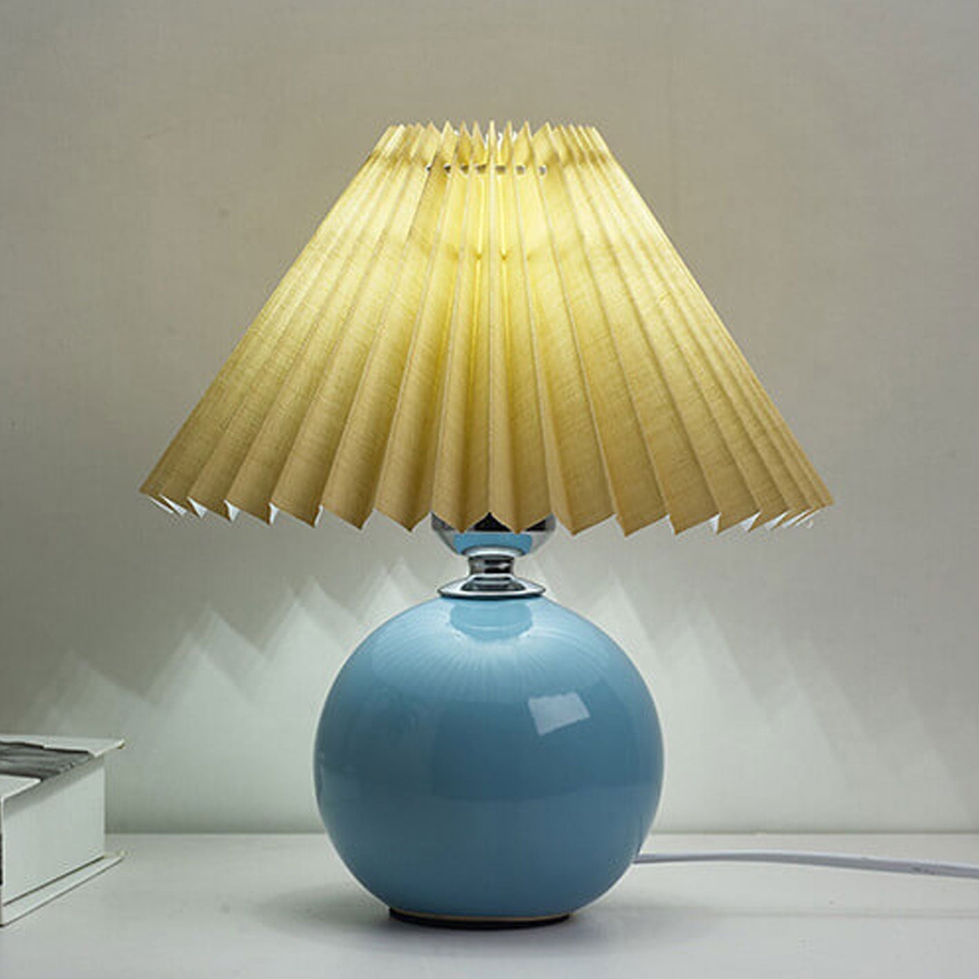 Modern Ceramic Table Lamp with Fabric Shade – Multiple Colors