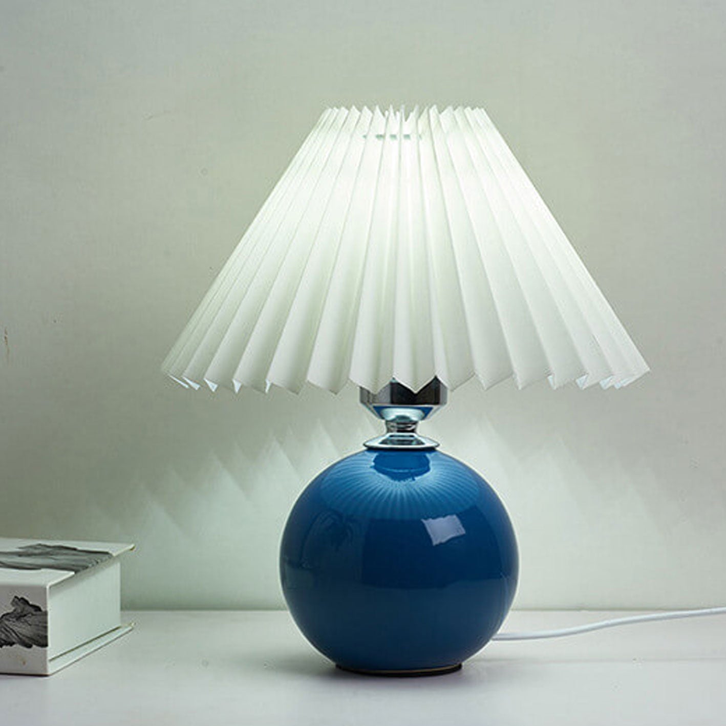 Modern Ceramic Table Lamp with Fabric Shade – Multiple Colors