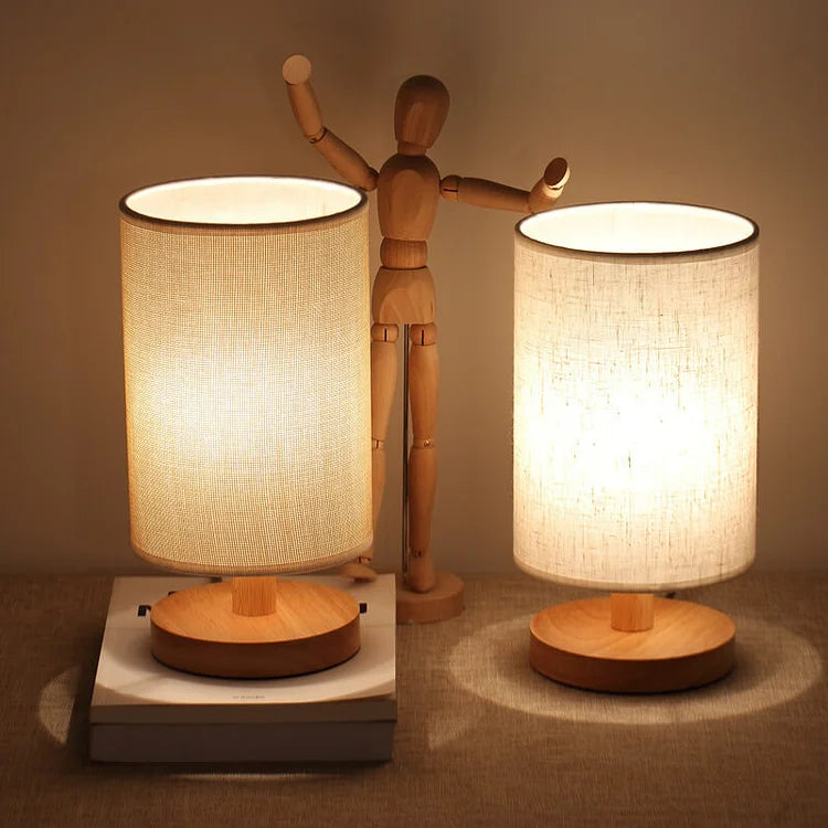 Organic Lamp Made of Wood & Linen with Remote Control