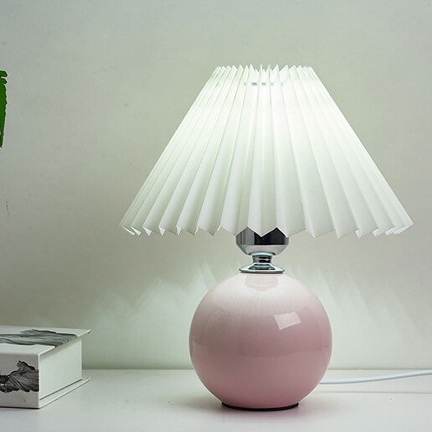 Modern Ceramic Table Lamp with Fabric Shade – Multiple Colors