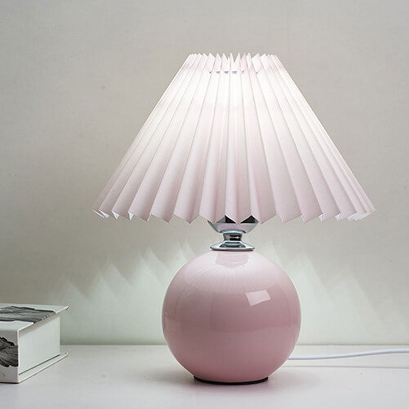 Modern Ceramic Table Lamp with Fabric Shade – Multiple Colors