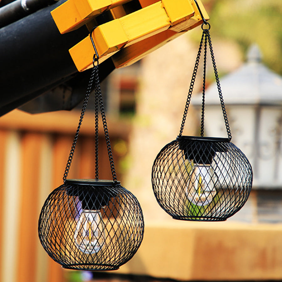 Solar Lantern Outdoor Lamp – Round or Oval with Warm White LED Light