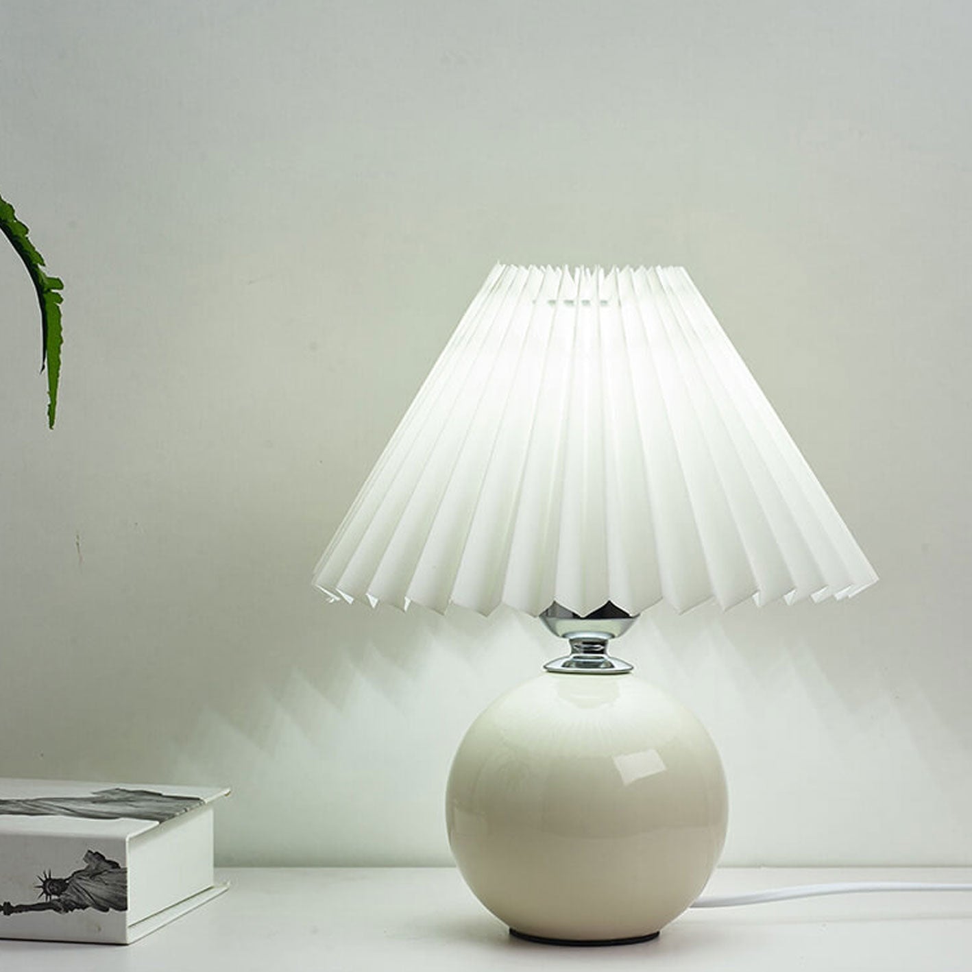 Modern Ceramic Table Lamp with Fabric Shade – Multiple Colors