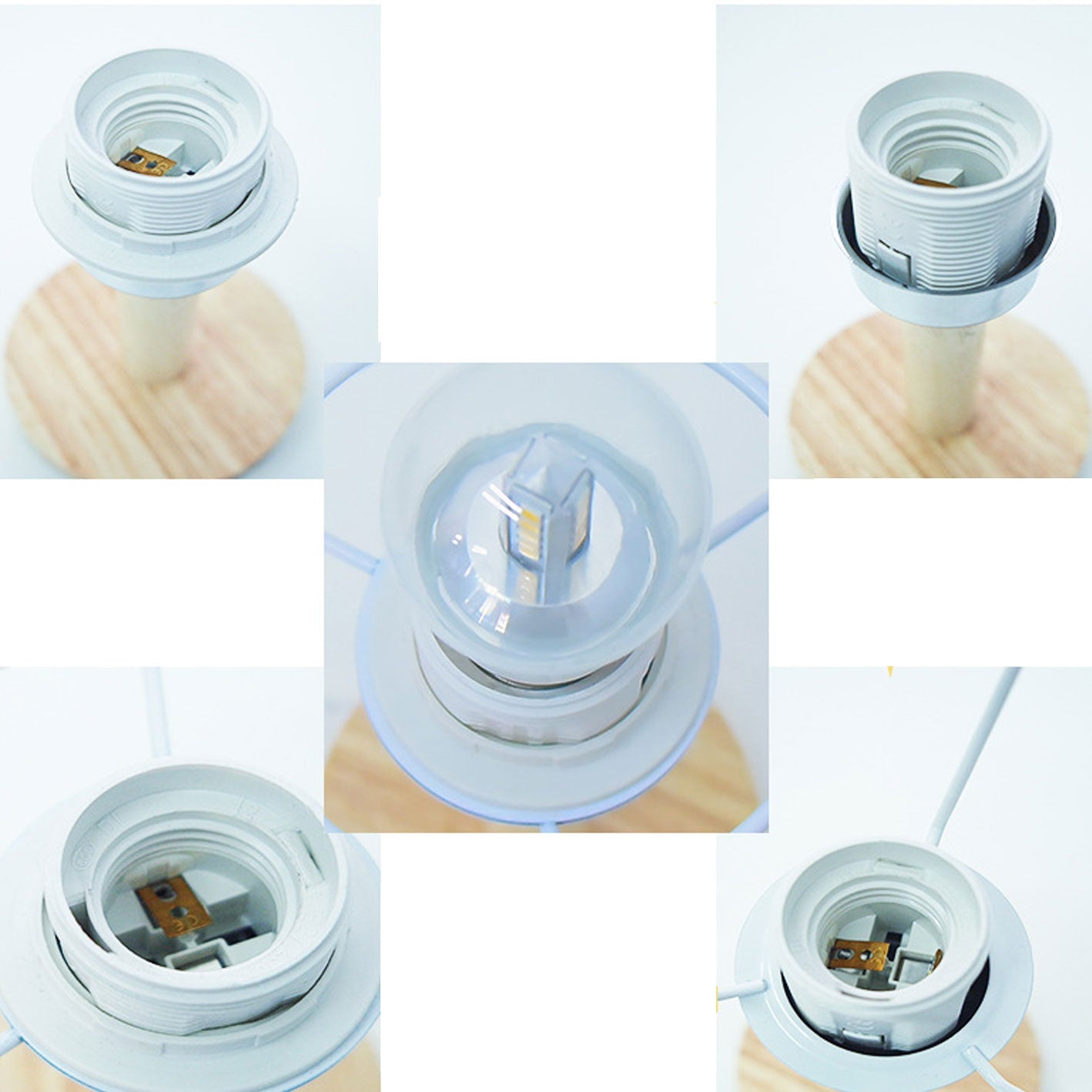 Modern Table Lamp of Linen, Metal, and Wood – Integrated LED with USB/Plug-In
