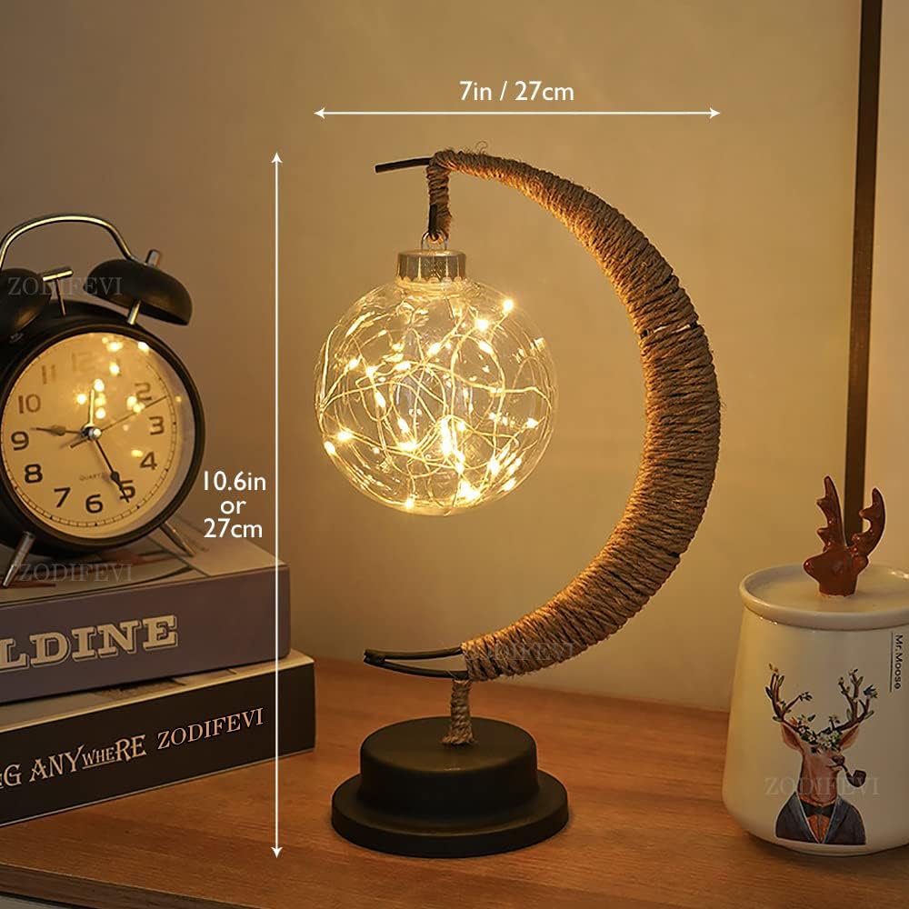 Cozy LED Glass Table Lamp with Warm Light in Moon Design
