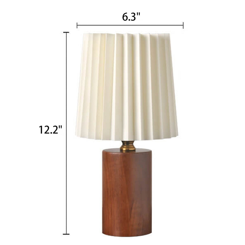 Wooden Japandi Table Lamp with Fabric Shade