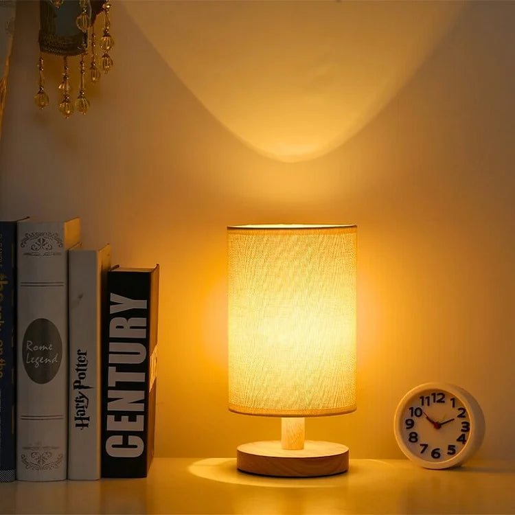 Organic Lamp Made of Wood & Linen with Remote Control