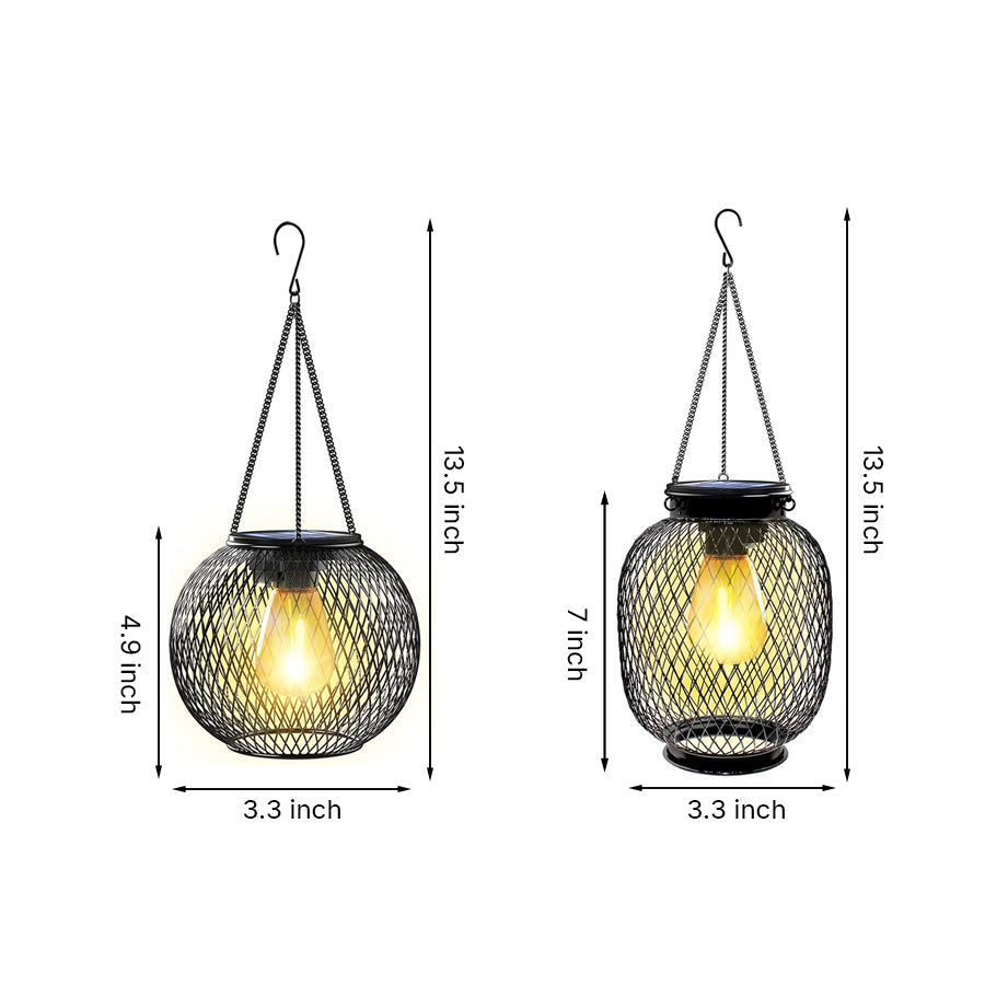 Solar Lantern Outdoor Lamp – Round or Oval with Warm White LED Light