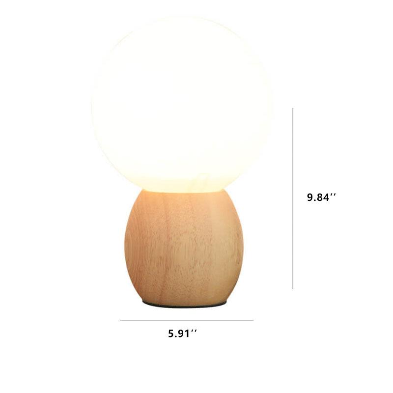 Modern Wooden Table Lamp with Glass Shade in Scandinavian Design