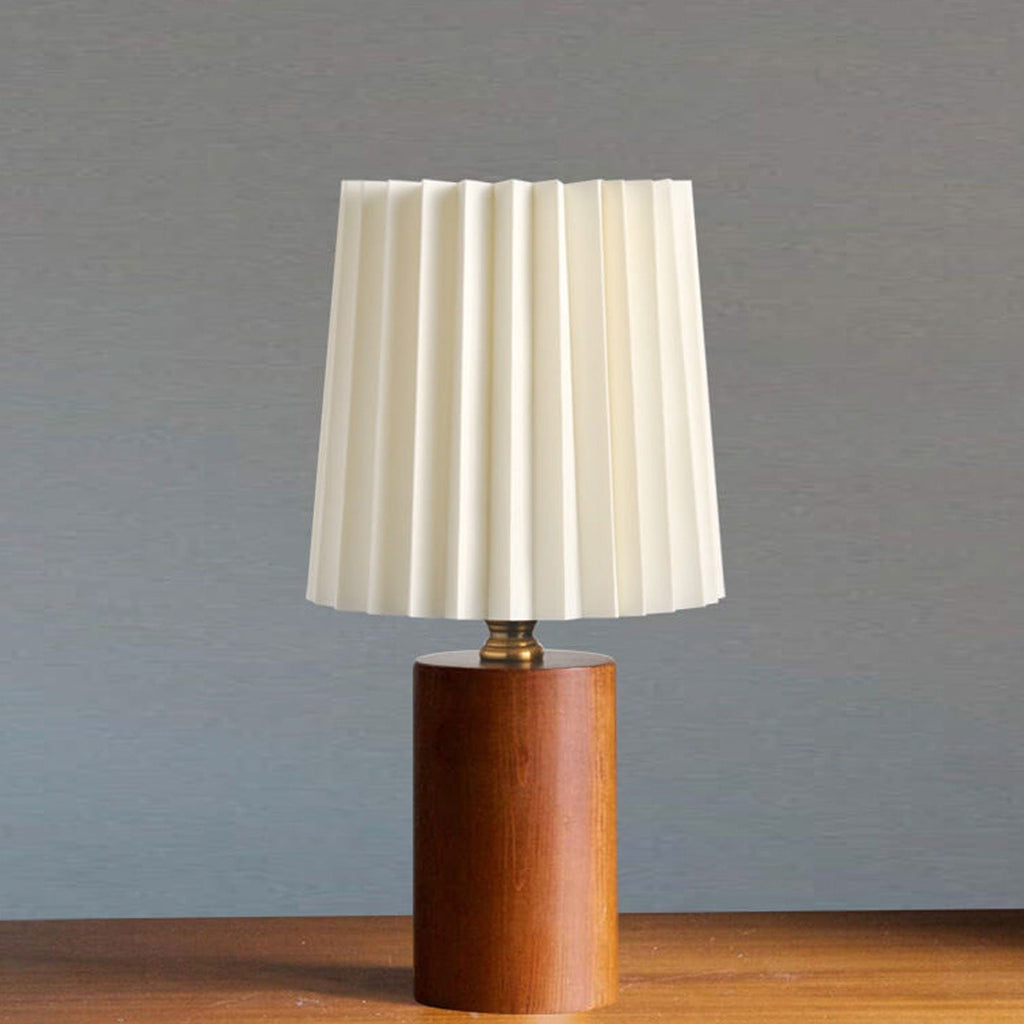 Wooden Japandi Table Lamp with Fabric Shade