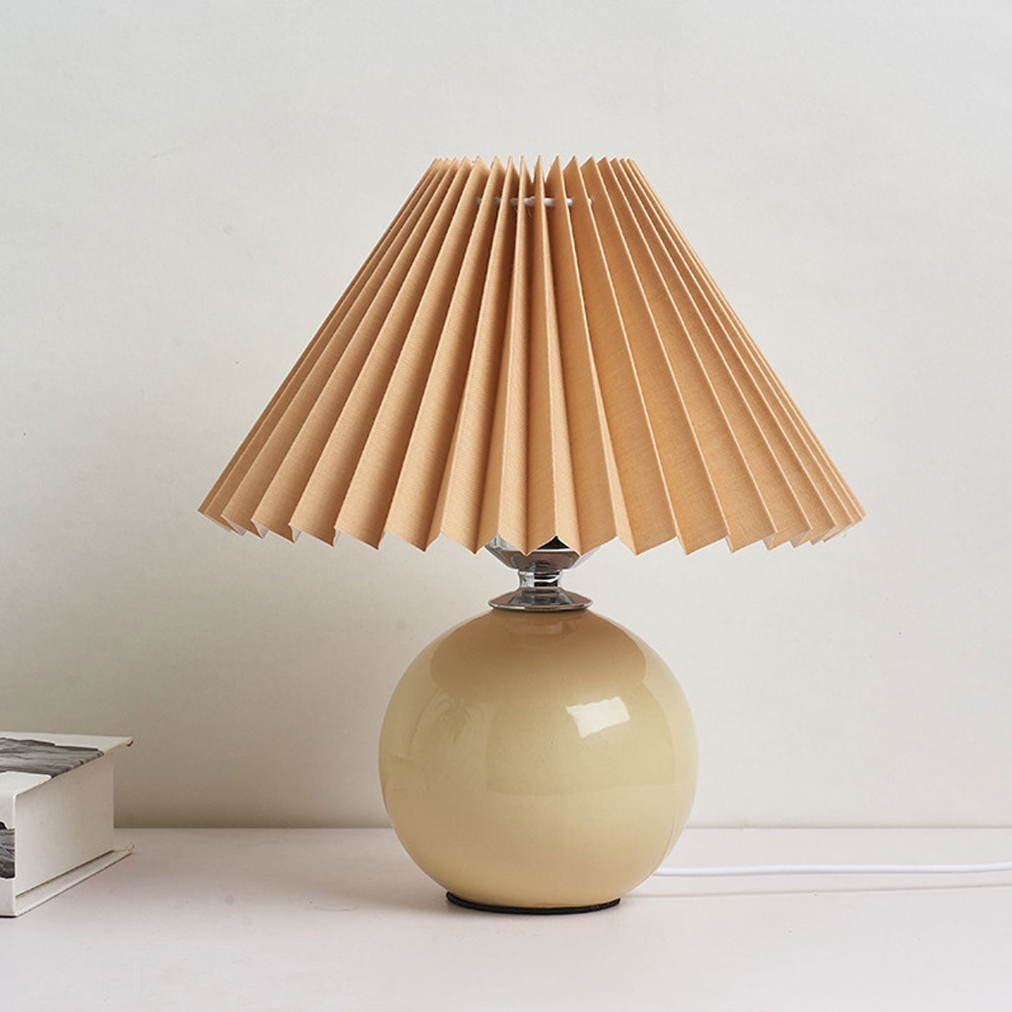 Modern Ceramic Table Lamp with Fabric Shade – Multiple Colors
