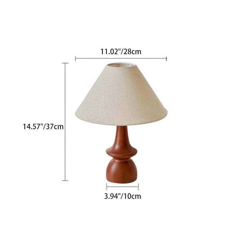 Vintage Table Lamp with Winter Atmosphere – Walnut Wood & Linen Shade – Retro Design