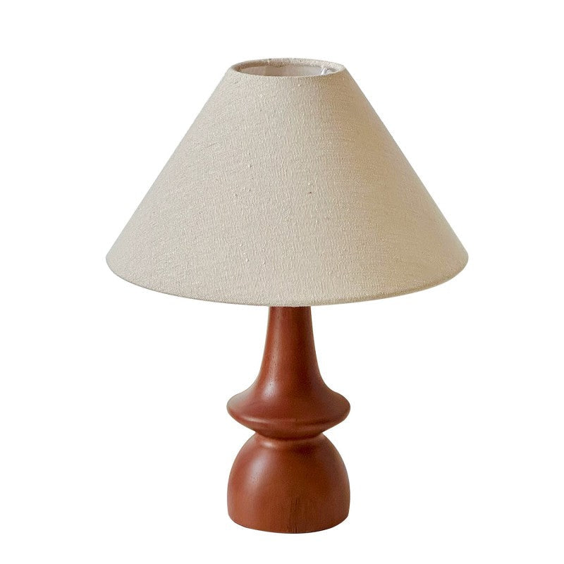Vintage Table Lamp with Winter Atmosphere – Walnut Wood & Linen Shade – Retro Design
