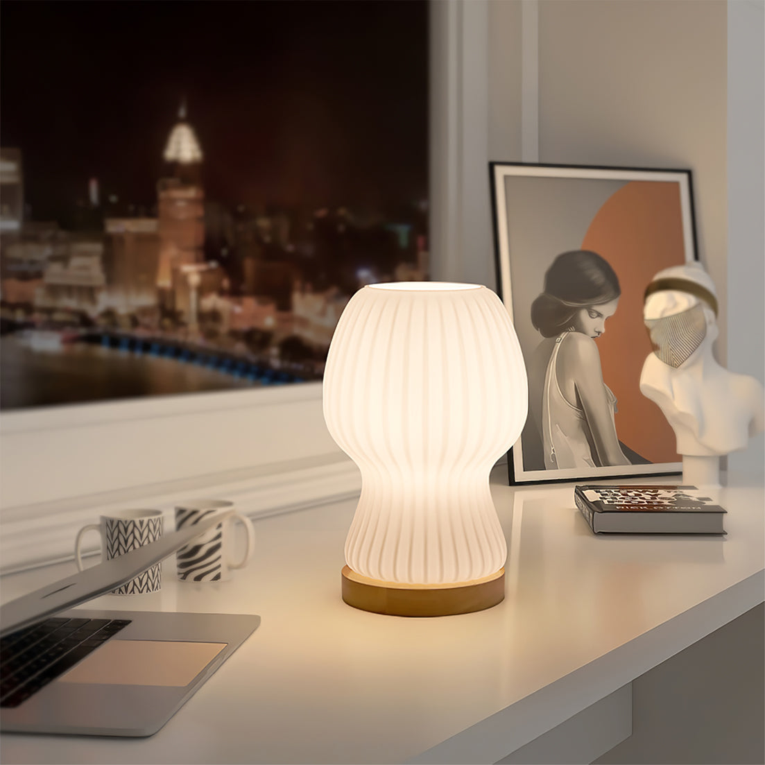 Japandi Glass Table Lamp with Soft Atmosphere Lighting