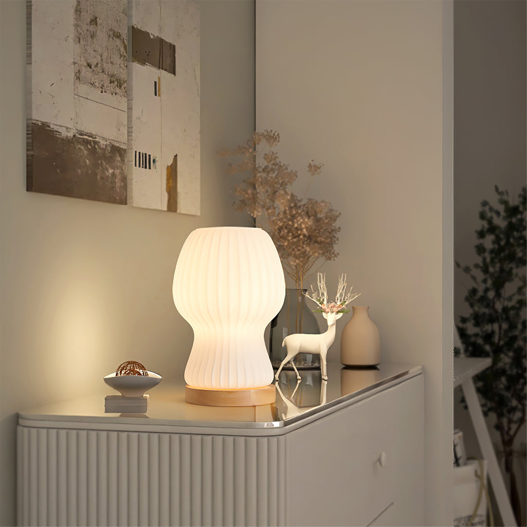 Japandi Glass Table Lamp with Soft Atmosphere Lighting