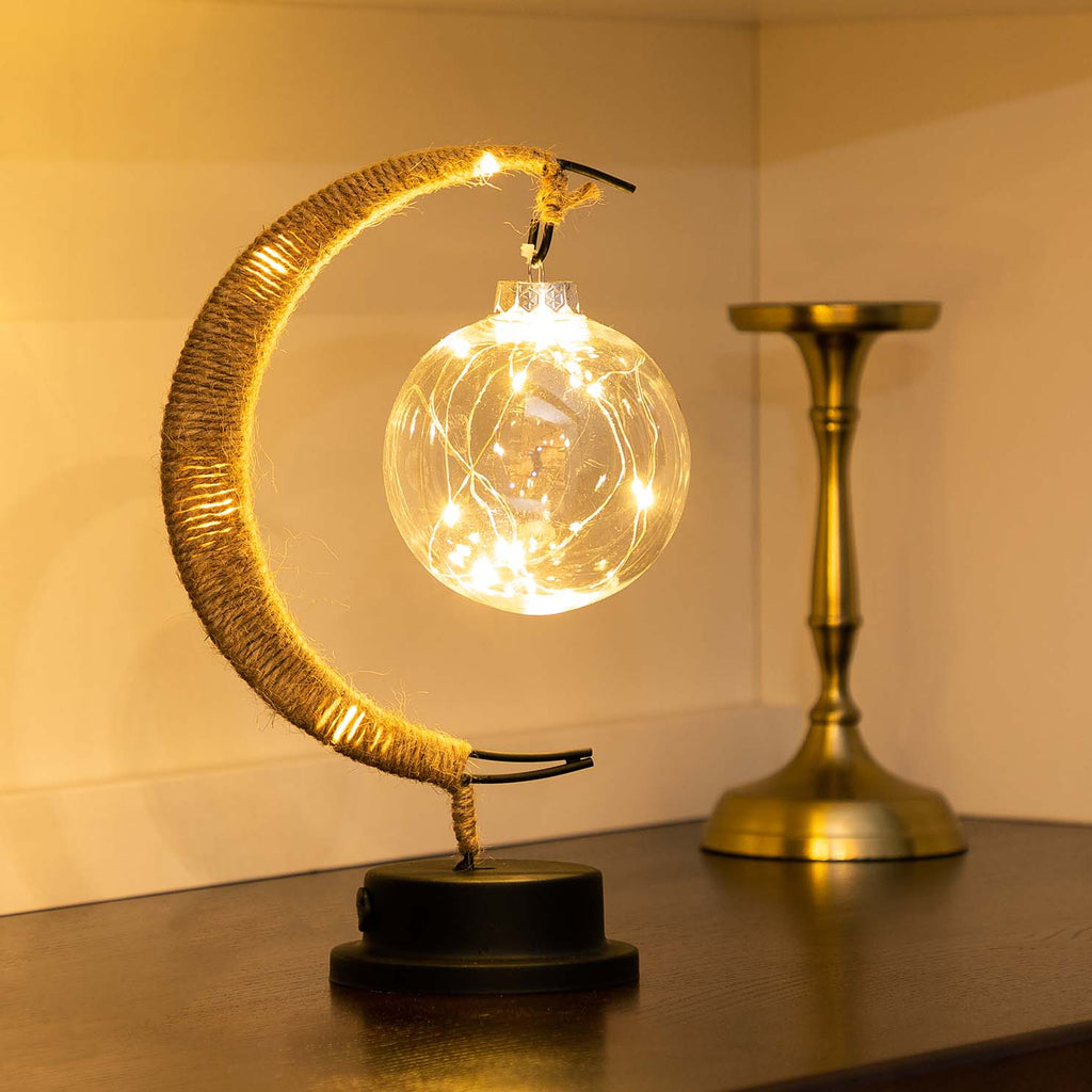 Cozy LED Glass Table Lamp with Warm Light in Moon Design