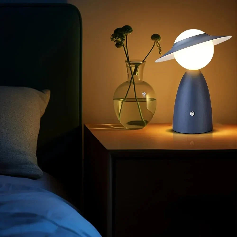 Wireless Charging Lamp with Warm LED Light and Abstract Design