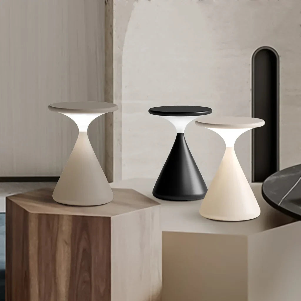 Japandi Wireless Hourglass Table Lamp with Adjustable Brightness
