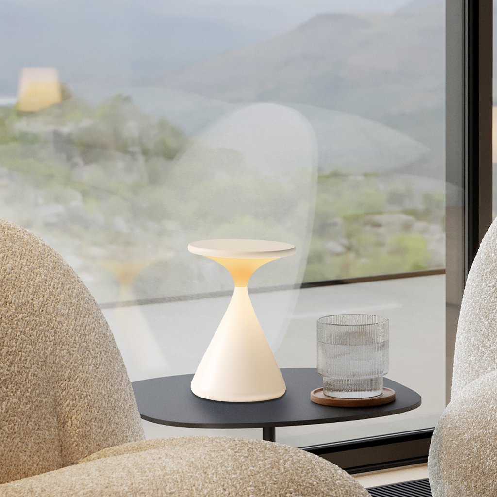 Japandi Wireless Hourglass Table Lamp with Adjustable Brightness