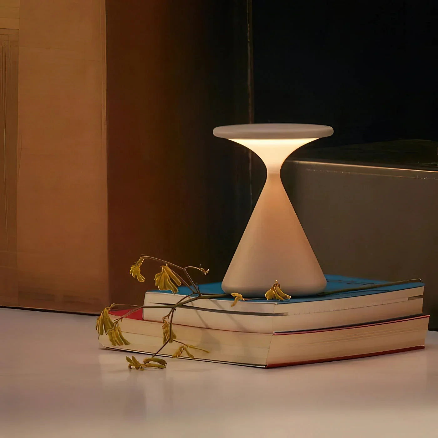 Japandi Wireless Hourglass Table Lamp with Adjustable Brightness