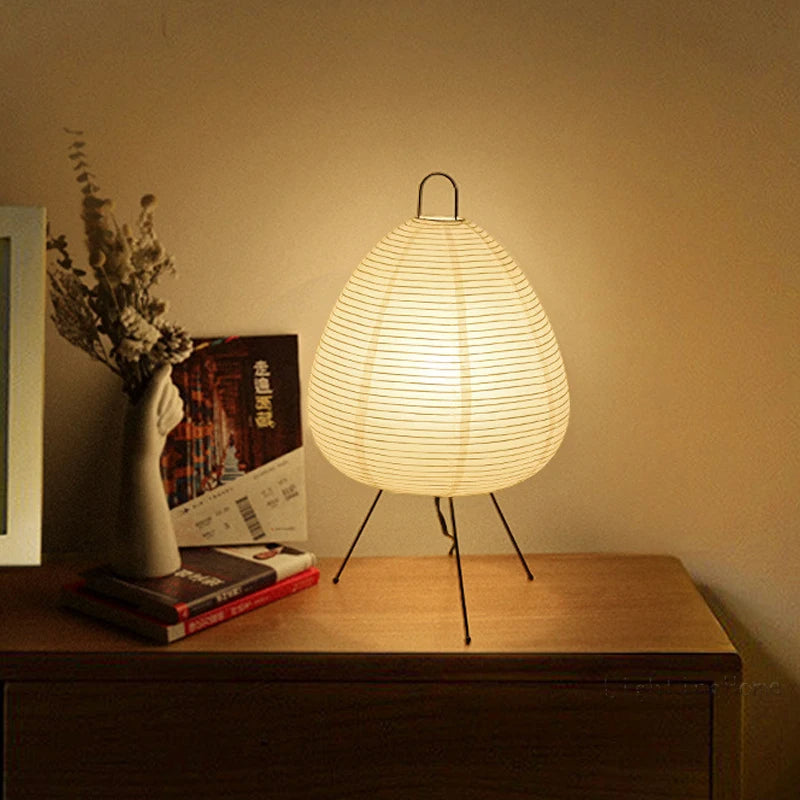 Japandi Rice Paper Lamp with LED for Atmospheric Lighting