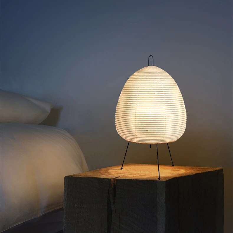Japandi Rice Paper Lamp with LED for Atmospheric Lighting