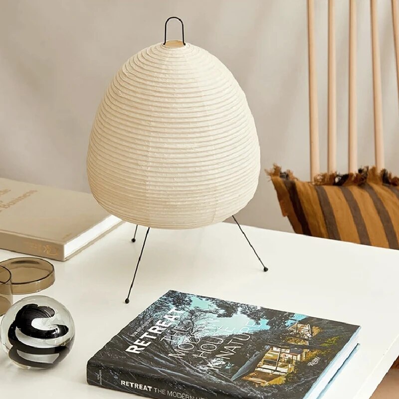 Japandi Rice Paper Lamp with LED for Atmospheric Lighting