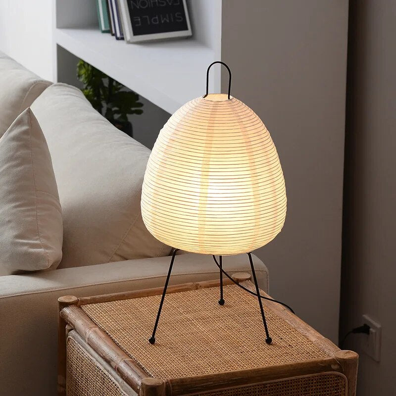 Japandi Rice Paper Lamp with LED for Atmospheric Lighting