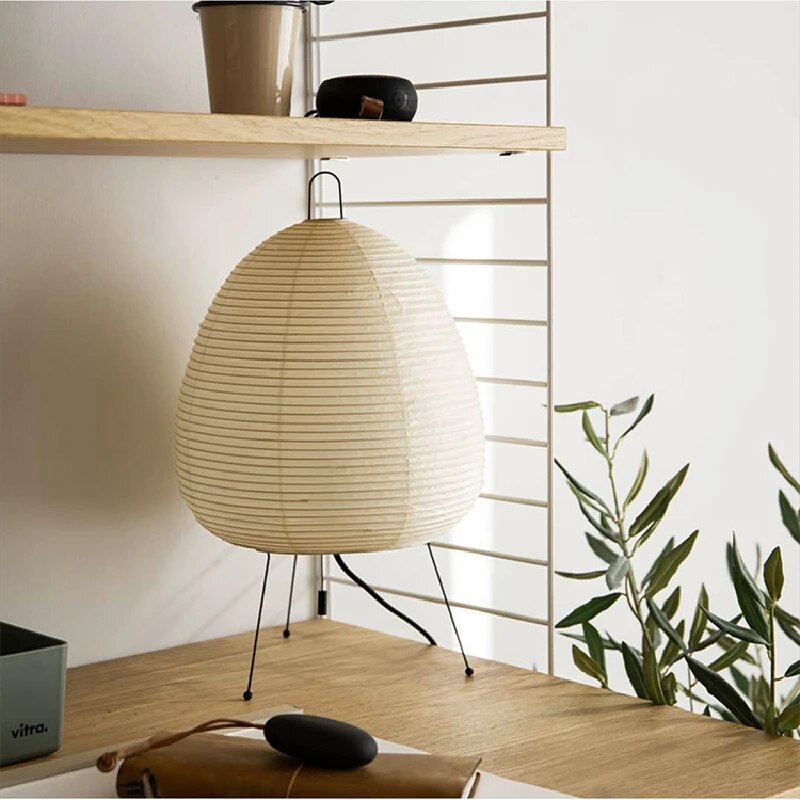 Japandi Rice Paper Lamp with LED for Atmospheric Lighting