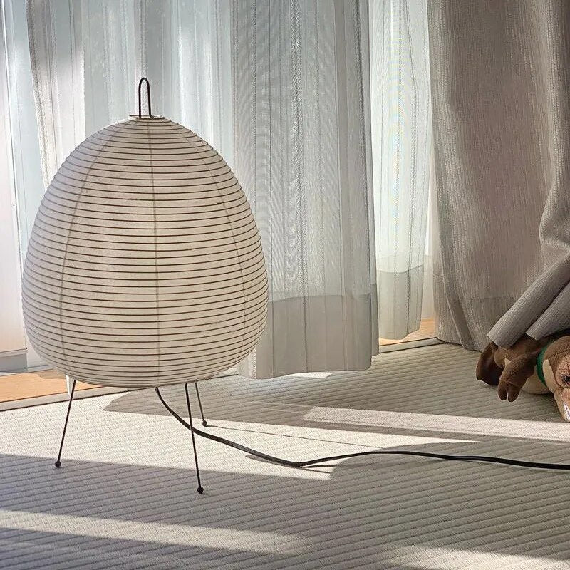 Japandi Rice Paper Lamp with LED for Atmospheric Lighting