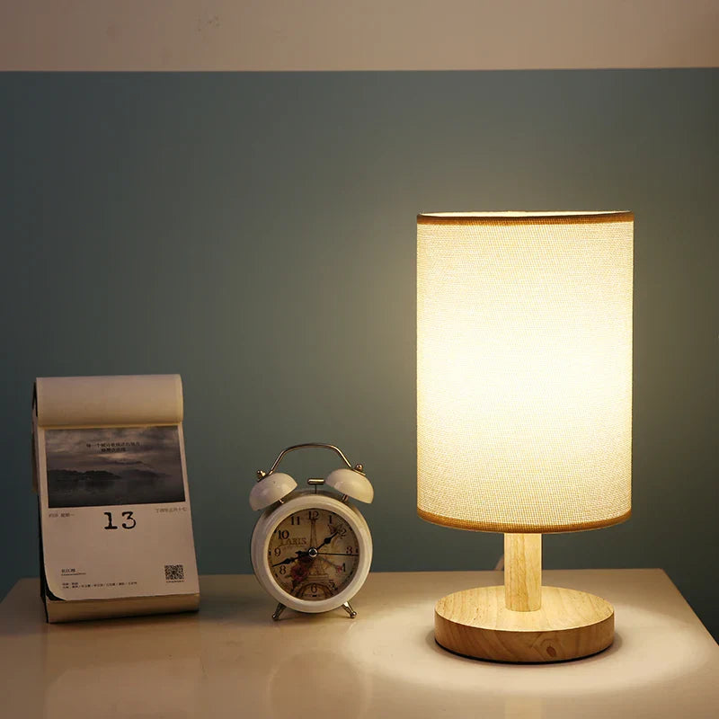 Organic Lamp Made of Wood & Linen with Remote Control