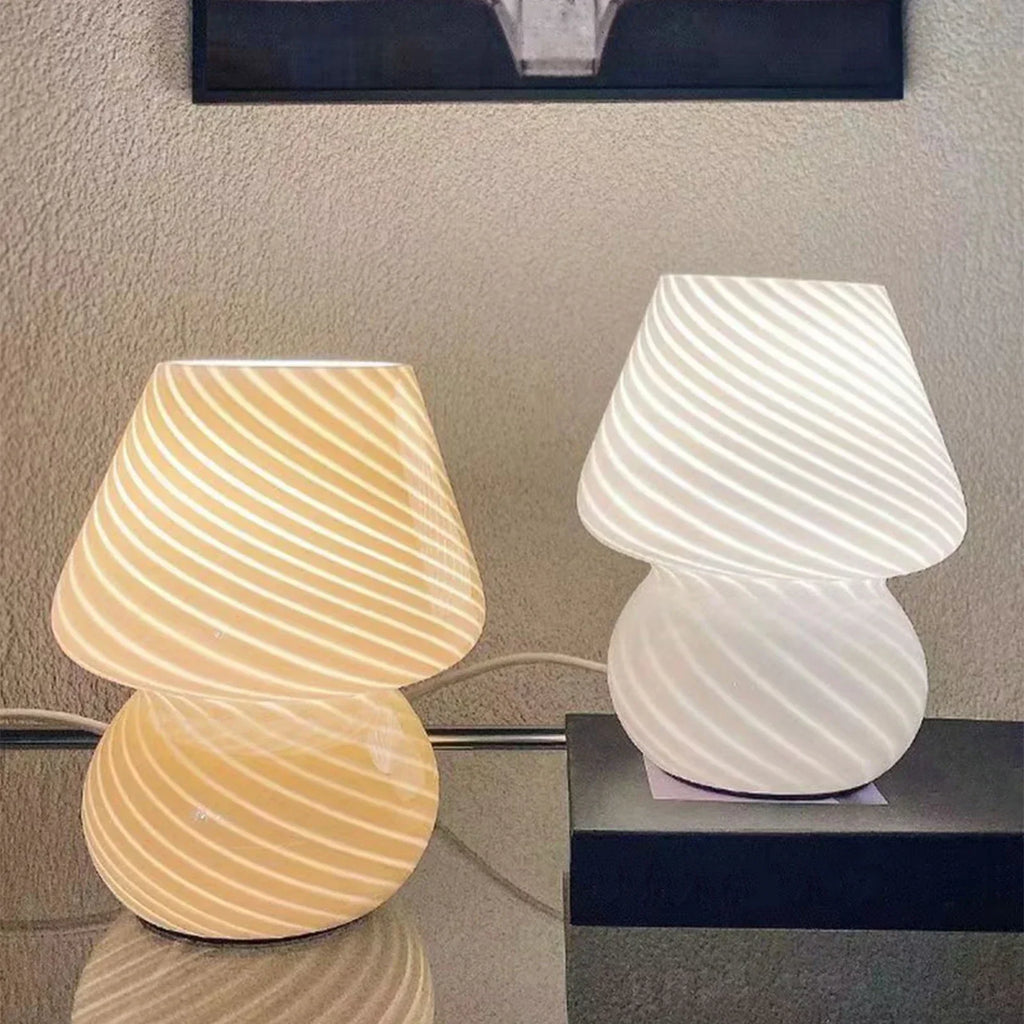 Glass Desk Lamp with Warm LED Light and Scandinavian Design