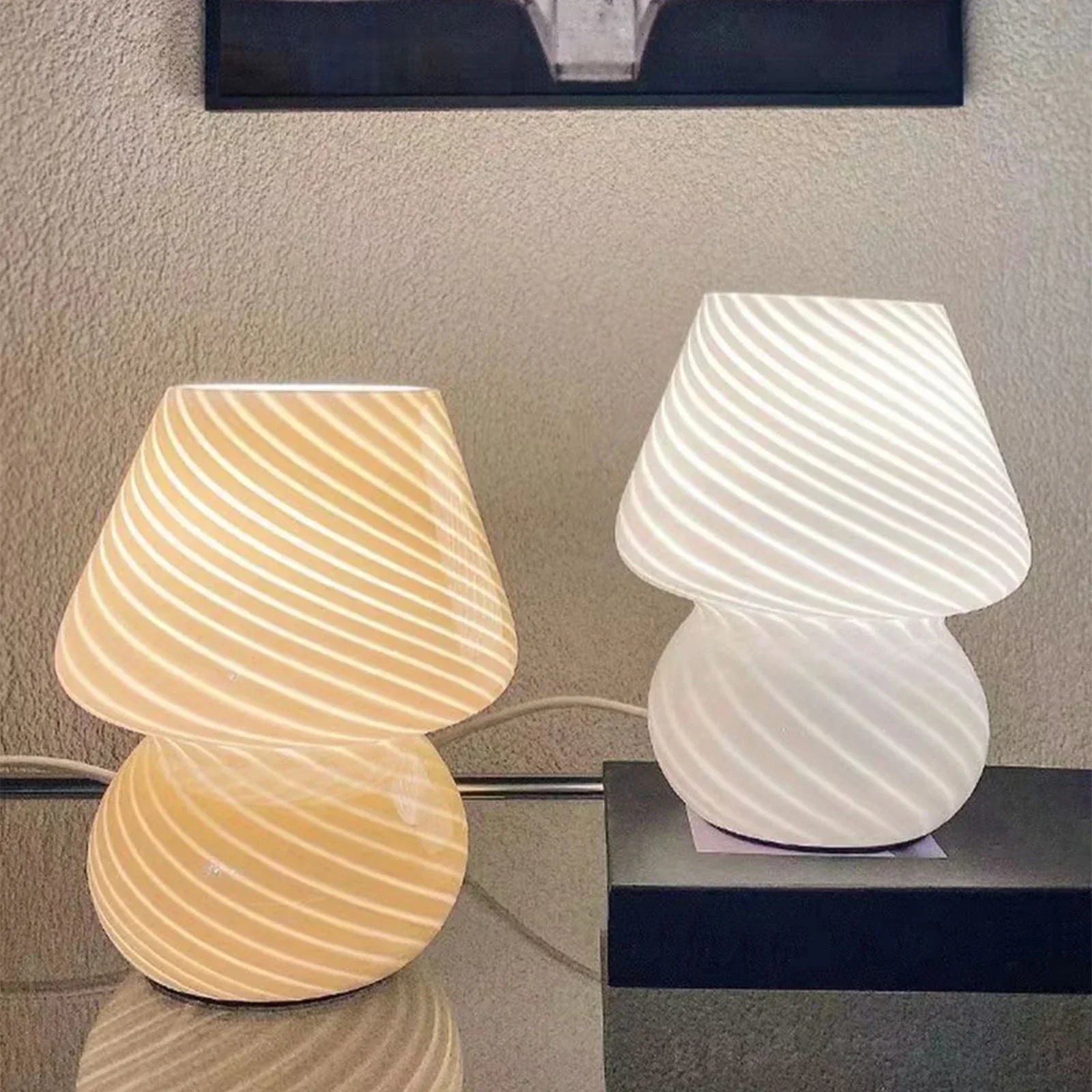 Glass Desk Lamp with Warm LED Light and Scandinavian Design