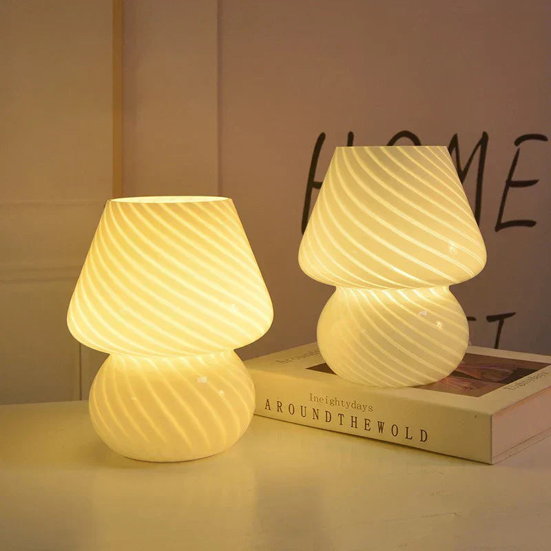 Glass Desk Lamp with Warm LED Light and Scandinavian Design